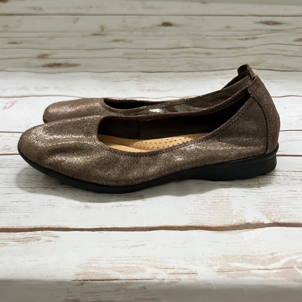 Clarks Ballet Flats Bronze Metallic Shimmer Ultimate Comfort 9.5
